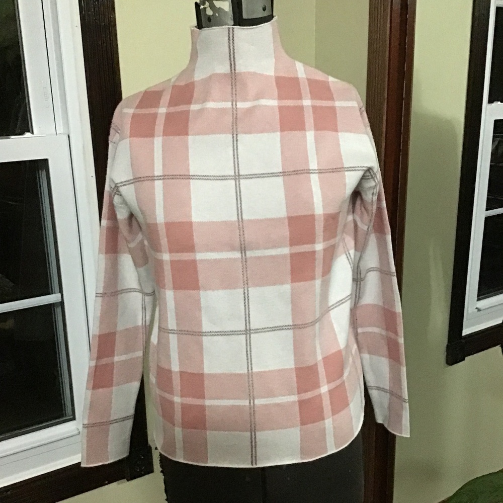 Pink Plaid Tahari Turtleneck